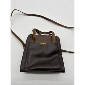 Liz Claiborne Brown Leather VINTAGE Satchel Shoulder  Purse Bag‎ gold hardware